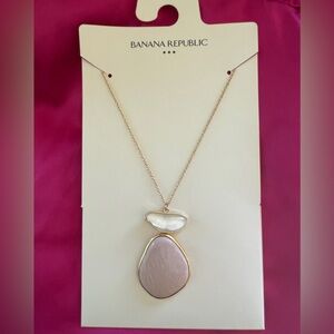 Banana Republic Mother of Pearl and Pink Stone Necklace